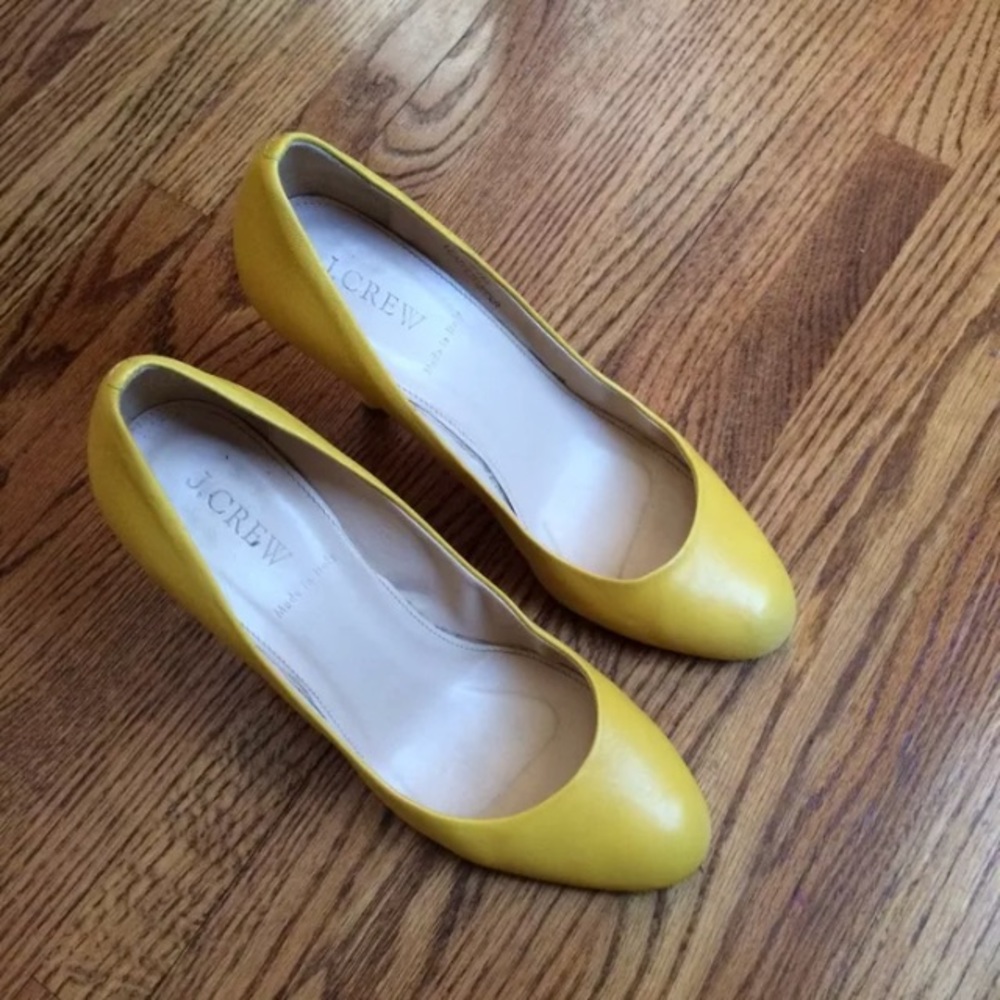 J Crew Mustard Yellow Women’s Heels Size 8
